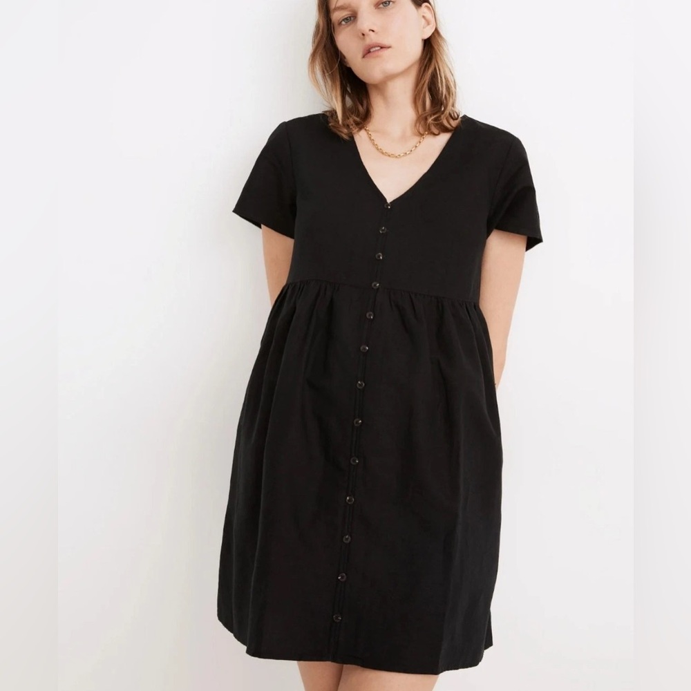 Madewell Linen-Blend Alexandra Button-Front Mini Dress dress size small